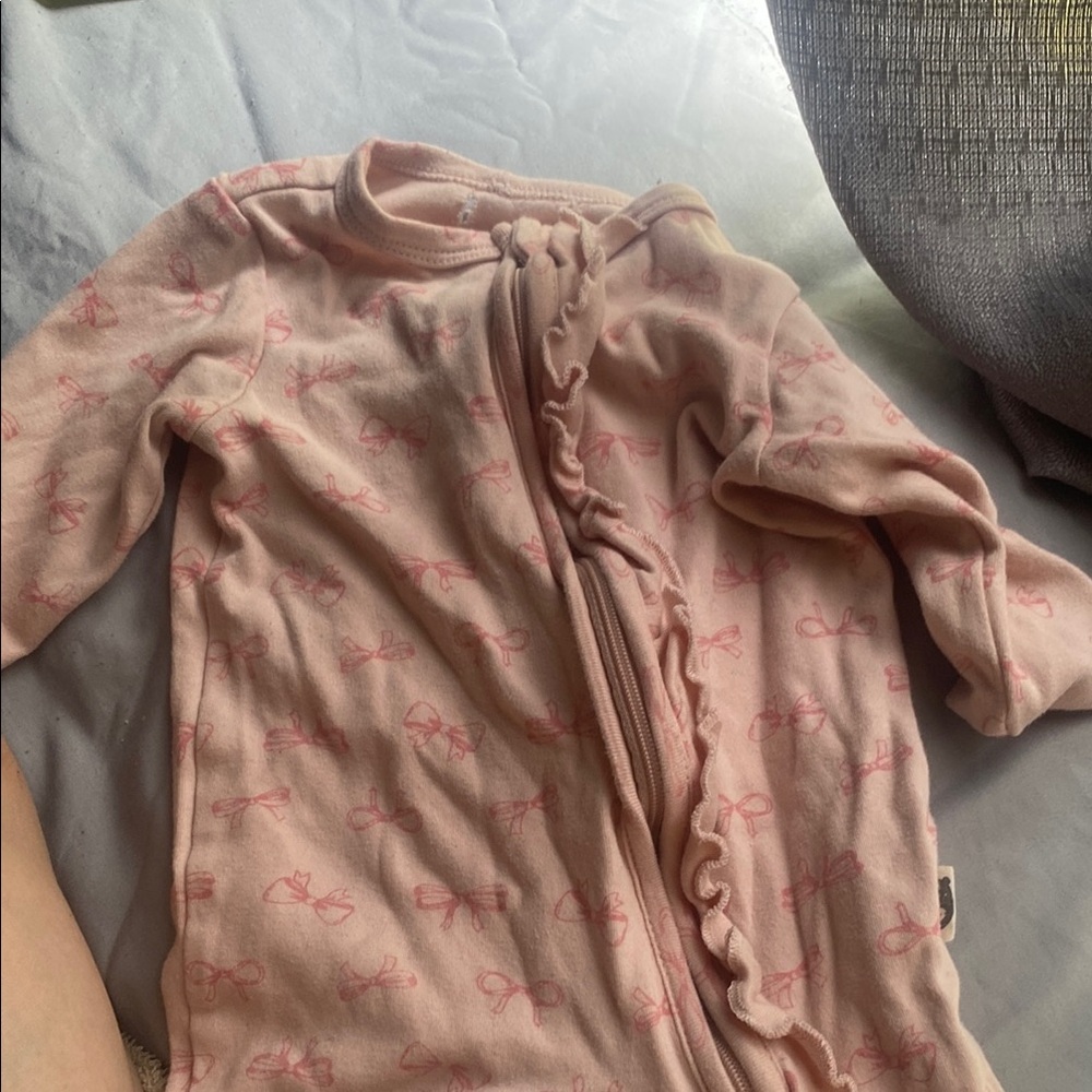 Pink Baby Onesie with Bow Pattern